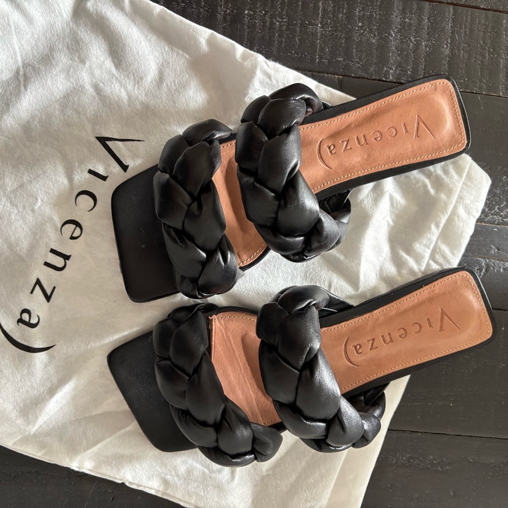 Free People Shoes Vicenza Braided Sandals Black leather 7
